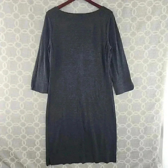 Lands'End Long Sleeve Scoop Neck Midi Shift Dress 8 - Picture 2 of 8